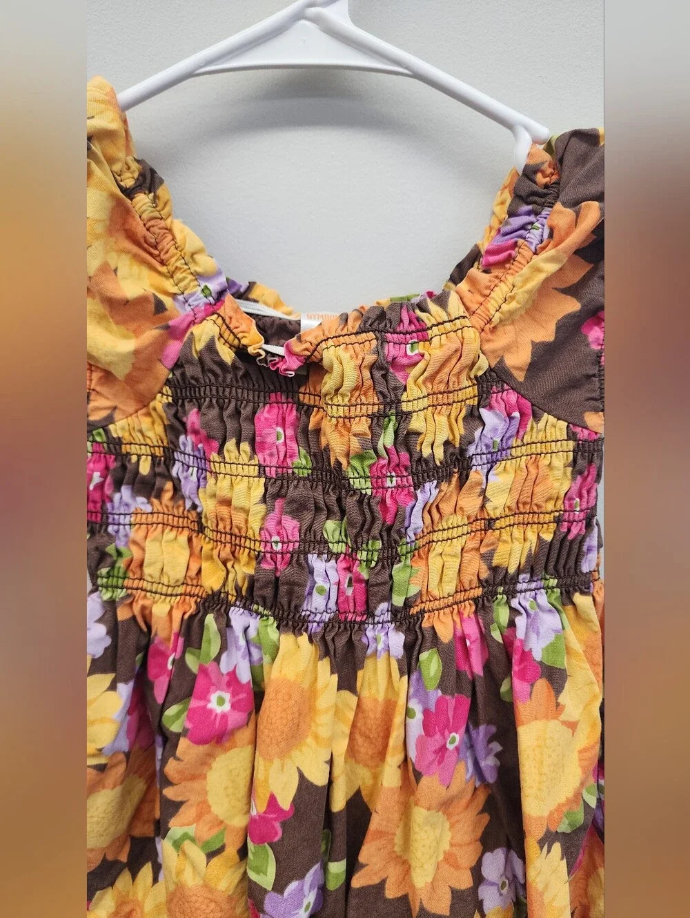 Gymboree Vintage 2011 Sunflower Floral Smocked Dress Girls Size 3